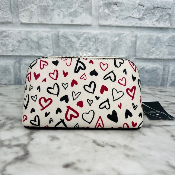 Kate Spade Scribble Hearts Cosmetic Case Pouch - Picture 2 of 7